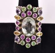 Sterling Silver Ring With Lab Enhanced Stones