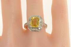 14K White Gold 2.81 Ctw Citrine Diamond Halo Engagement Ring