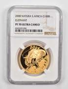 PF70 UCAM 2008 South Africa Gold 100 Rand 1 Oz Gold - Elephant - NGC