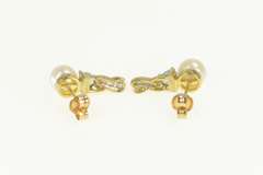 10K Yellow Gold Pearl Blue Topaz Diamond Accent Drop Earrings