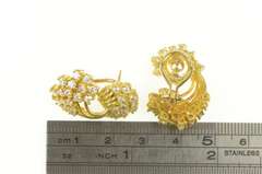 14K Yellow Gold 2.50 Ctw Diamond Curved Cluster French Clip Earrings