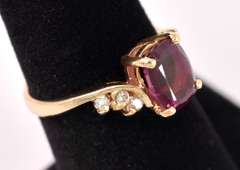 Ravishing Rhodolite Garnet and Diamond Ring in 14K Yellow Gold