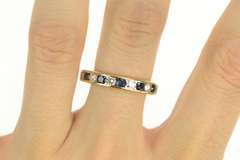 14K Yellow Gold 1.60 Ctw Sapphire Diamond Wedding Band Ring