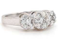 Gorgeous 0.50ctw Round Diamond Triple Cluster Ring in 14K