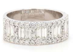 New 1.69ctw Baguette and Round Diamond Band Ring in 14K