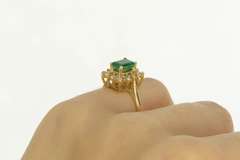 14K Yellow Gold 1.10 Ctw Emerald Diamond Halo Engagement Ring