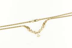 14K Yellow Gold Pear Opal Chevron Diamond Accent Chain Necklace