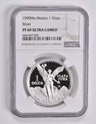 PF69 UCAM 1990 Mo Mexico 1 Silver Onza NGC Libertad