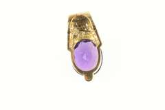 14K Yellow Gold Oval Amethyst Faceted Statement Pendant