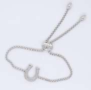 925 Sterling Silver Horseshoe Cubic Zirconia Bracelet