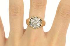 10K Yellow Gold 0.50 Ctw Diamond 1960's Floral Cluster Ring