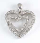 Romantic Entwined Hearts Diamond Pendant in 14K WG