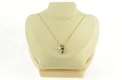 14K Yellow Gold 0.84 Ctw Trillion Tanzanite Diamond Loop Pendant