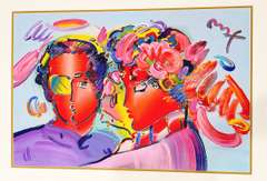 Peter Max, Original Painting, Mixed Media on Paper- Zero In Love