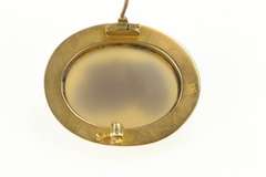 14K Yellow Gold Ornate Oval Carved Agate Cameo Statement Pin/Brooch