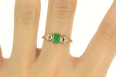 18K Yellow Gold 1.15 Ctw Emerald Diamond Engagement Ring