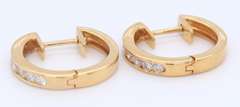 Dreamy Yellow Gold Channel Set Diamond Hoop Earrings