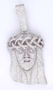 Unconventional White Gold apx 19ctw Micro Pave Diamond Jesus Head Pendant