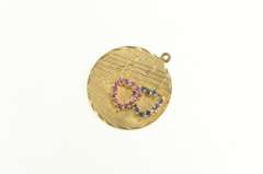 14K Yellow Gold 1960's Ruby Sapphire Heart Music Note Charm/Pendant