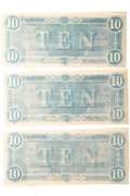 3 Consecutive $10 CH CU CSA Feb 17 1864 C Series Notes