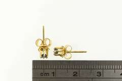 14K Yellow Gold Retro Round Sapphire Solitaire Stud Earrings