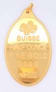Incredible 24kt Fortuna Pamp Suisse oval Bar Pendant