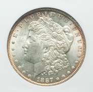 Exceptional BU 1887 New Orleans Minted Morgan Silver Dollar Nice Edge Toning!