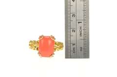 Gold Plated Sim. Coral Squared Badavici Retro Statement Ring