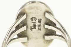 Sterling Silver Teme Coral Lapis Southwestern Geometric Ring