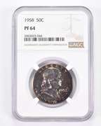 PF64 1958 Franklin Half Dollar - Graded NGC Toned!