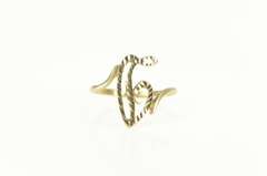 10K Yellow Gold Diamond Cut D Letter Initial Monogram Name Ring
