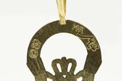 14K Yellow Gold Claddagh Traditional Celtic Irish Loyalty Pendant