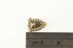 10K Yellow Gold Enamel Psi Omega Seed Pearl Lapel Pin/Brooch
