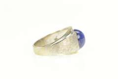 14K White Gold Retro Syn. Blue Star Sapphire Graduated Ring