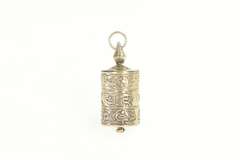 Sterling Silver Sanskrit Buddhist Prayer Wheel Repousse Charm/Pendant