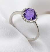 Sassy Amethyst & Diamond Ring in 14K WG