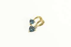 10K Yellow Gold Trillion London Blue Topaz Diamond Accent Pendant
