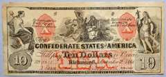 Famous Counterfeit $10 Sept 2 1861 Confederate States Note