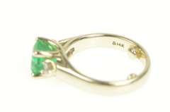 14K White Gold 1.29 Ctw Natural Emerald Diamond Engagement Ring