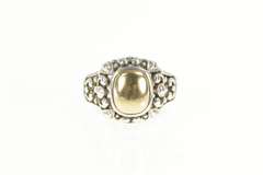 Sterling Silver Ornate Rococo Swirl Domed 14k Gold Filigree Ring