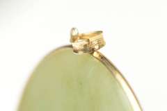 14K Yellow Gold 53mm Jade Bi Circle Chinese Happiness Pendant