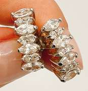 Sparkly 14kt Solid Yellow & White Gold CZ Earrings