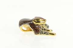 14K Yellow Gold 3D Enamel Leopard Cheetah Big Cat Pendant