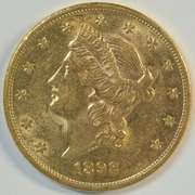 Flashy near Mint 1892-S US $20 Liberty Gold Piece. Better date