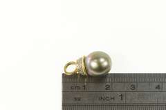 14K Yellow Gold Tahitian Pearl Diamond Accent Statement Pendant