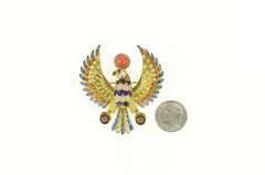 22K Yellow Gold Horus Ancient Egyptian Enamel Falcon Symbol Pin/Brooch