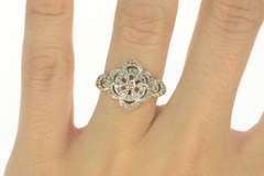10K White Gold 0.20 Ctw Pave Diamond Encrusted Engagement Ring