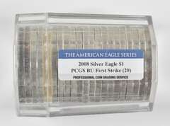 (20) BU 2008 American Silver Eagle - First Strike - Graded PCGS
