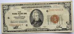 $20 Philadelphia 1929 Series National Currency Note