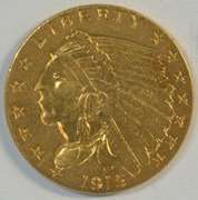 Appealing 1915 US $2.50 Indian Gold Piece. Nice